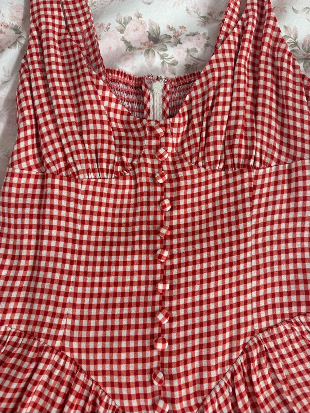 Reformation Red Gingham Mini Dress - Picture 2 of 4